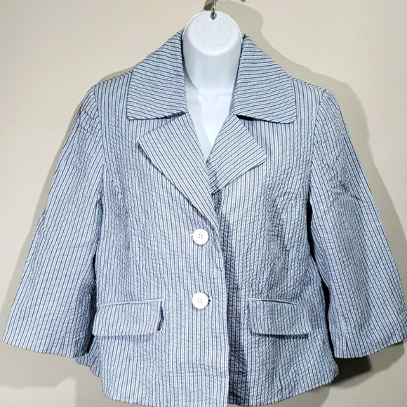 Judith Hart Jackets & Blazers - JUDITH HART- Seersucker Blue Blazer/ Jacket, Sz 8
